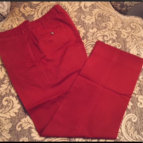 NWOT INCOTEX Chino Lino in Rich Blood Red 34W 32L - Picture 1 of 3